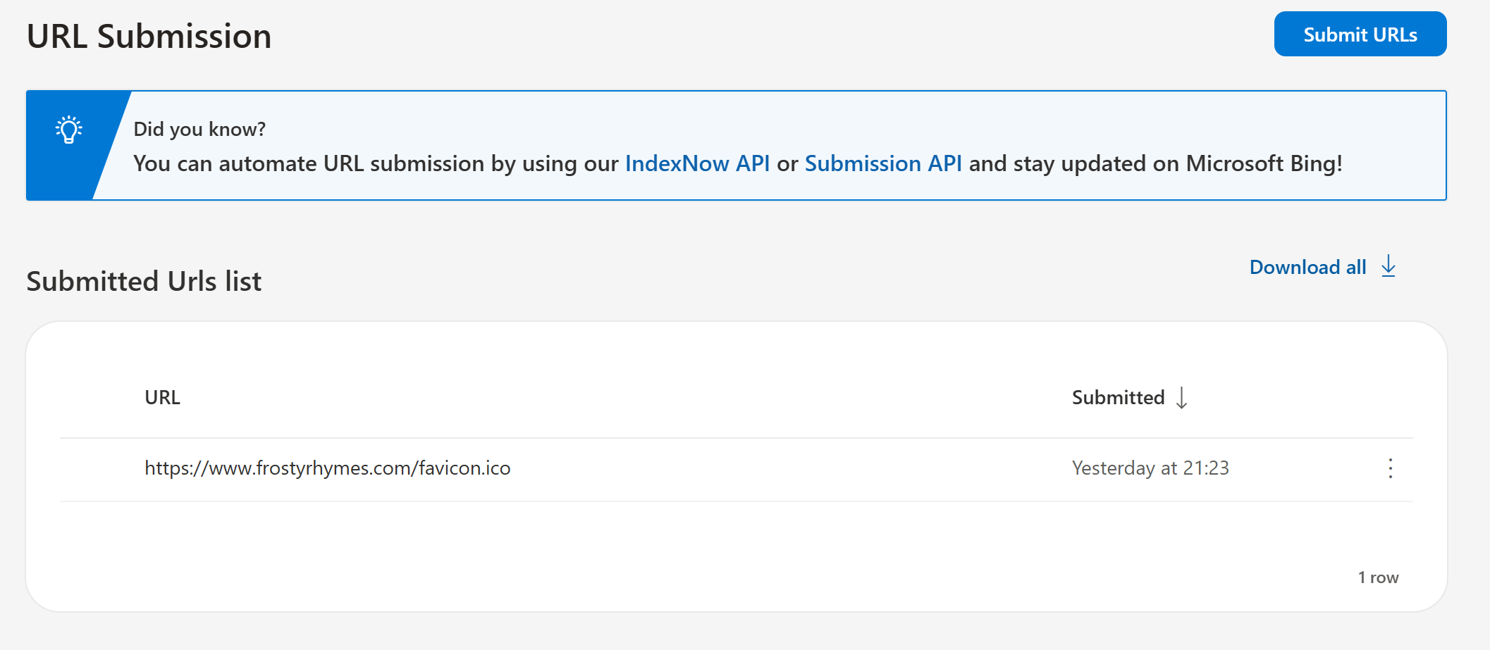 在Bing Webmaster Tools(必应站长工具)手动提交favicon.ico链接以加速抓取